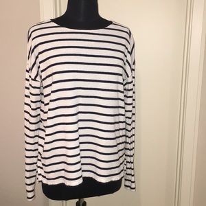 J Crew Navy/White Striped Cotton Sweater